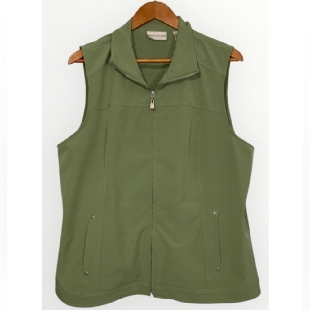 Draper’s & Damon’s Olive Sage Green Stretchy Zip Up Everyday Vest Pockets XL